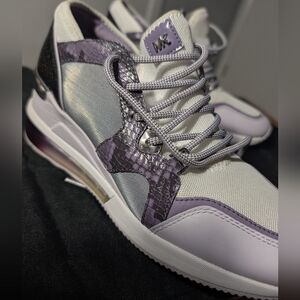 Michael Kors Liv Extreme Snakeskin Embossed Mixed Trainers. Size 8.5(W)